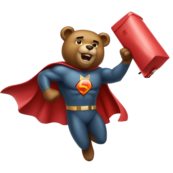 superhero bear flying and holding a mailbox emoji