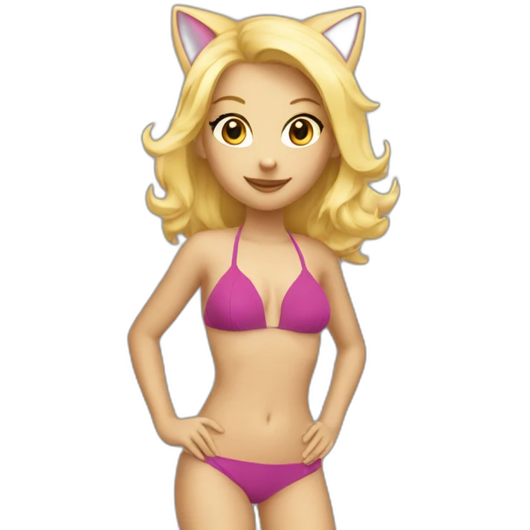 hot catgirl blonde swim suit emoji