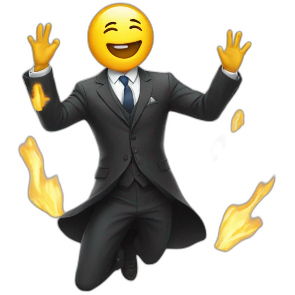man in suit arms in the air summoning something emoji