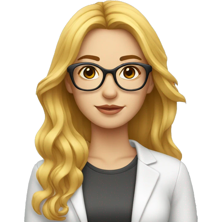 joven mujer cabello rubio y lentes emoji