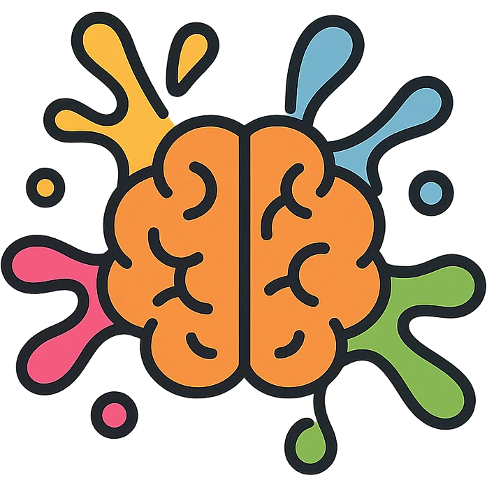 creativity competence logo, stylized brain with paint splashes, vibrant colors, innovative, artistic emoji