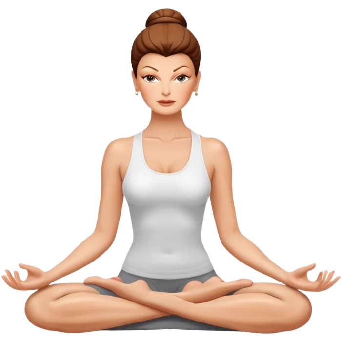 Linda Evangelista in yoga meditation in spa ambient  emoji