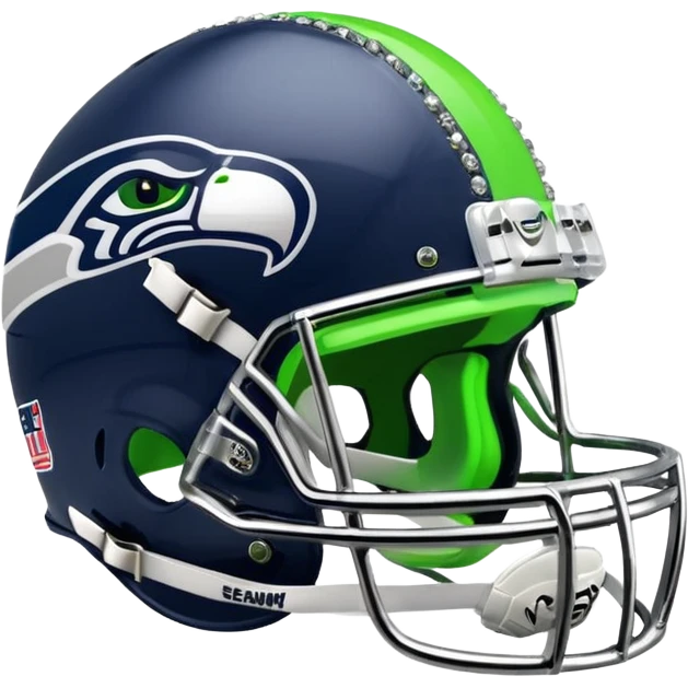 NFL Seahawks helmut with bling neon emoji
