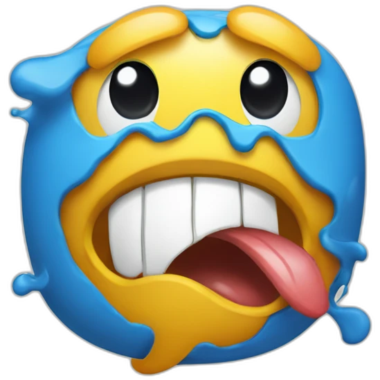 Emoji sacando la lengua pintada de azul emoji