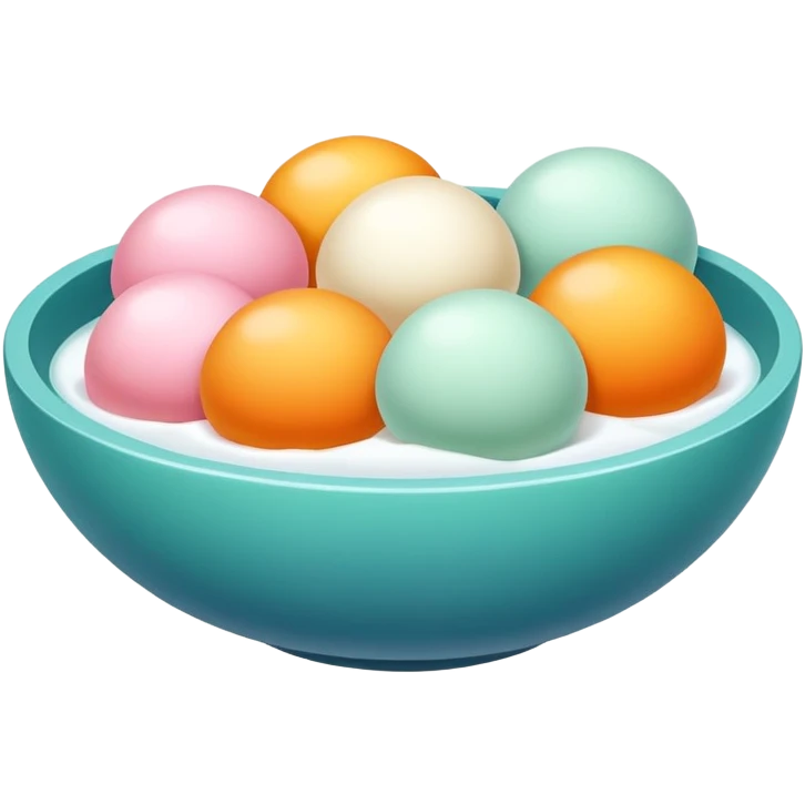 Winter Solstice Tangyuan with colorful appearance for Dongzhi Festival, simplified emoji style with bold outlines and bright colors, cartoon style traditional winter dessert emoji