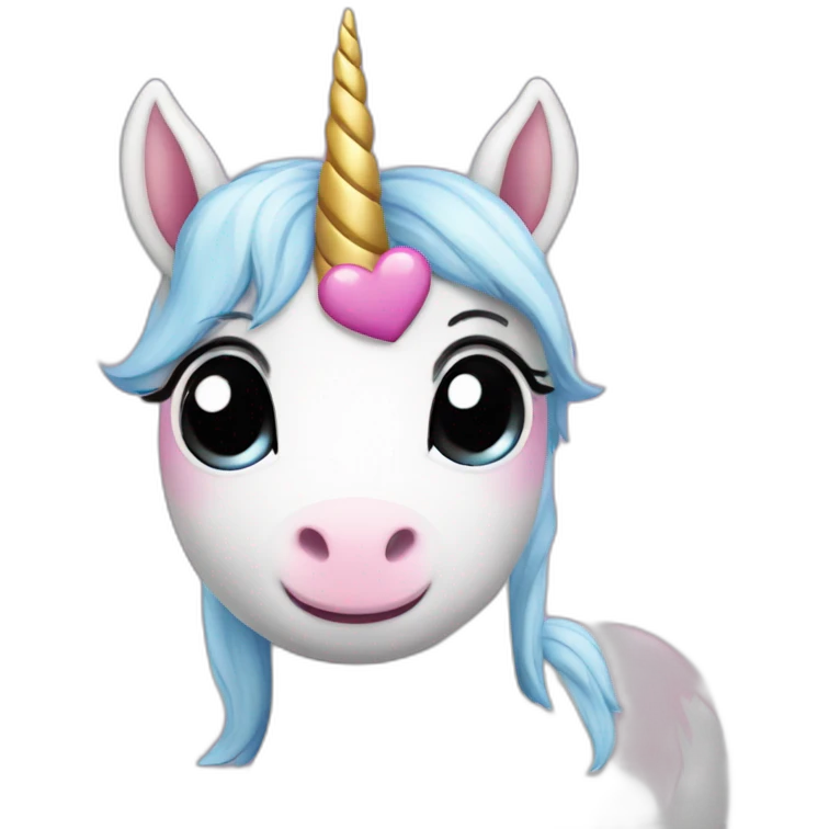 Cute unicorn with hearts in eyes emoji