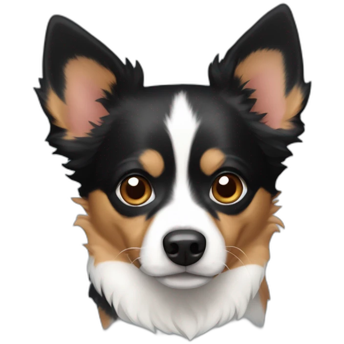 tri-color, predominantly black, chihuahua, australian shepherd dog mix emoji