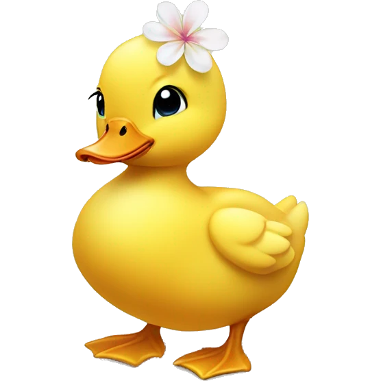 Cute small baby duck with a flower on its head emoji