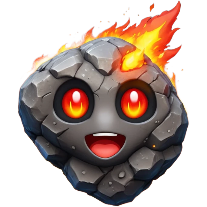 3D render of Meteor, miniature weather phenomenon, volumetric particle effects, rocky asteroid with a fiery red tail, elemental energy, emoji style, isolated on white background --v 6.0. emoji