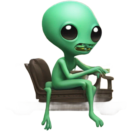 Alien riding a house backwards  emoji