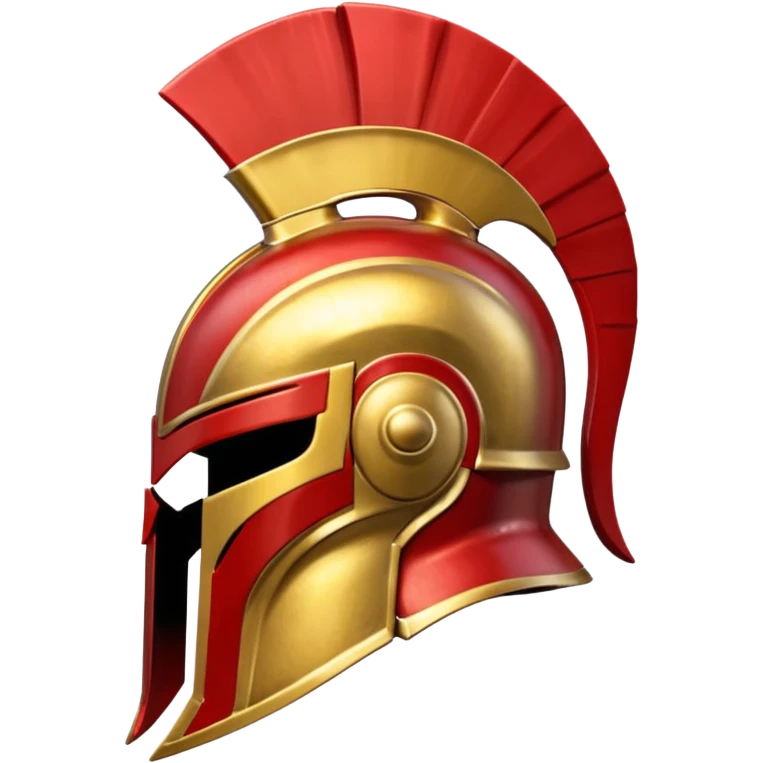 Side view of a gold and red Spartan helment emoji