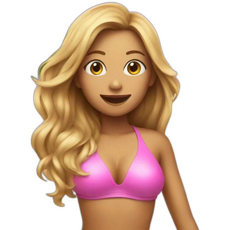 Girl in pink bikini on a surf board emoji