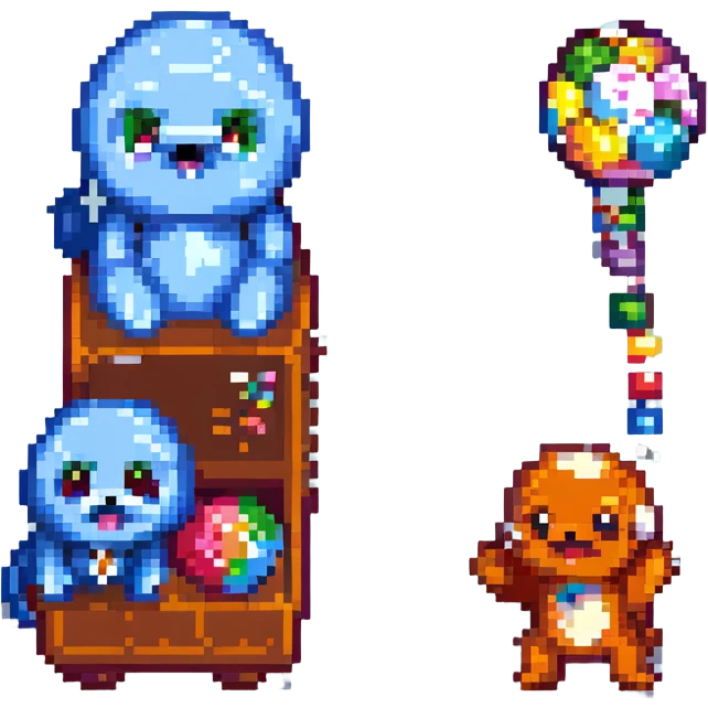 Gumball and Darwin, two cartoon characters, in a playful pose, pixel art style emoji