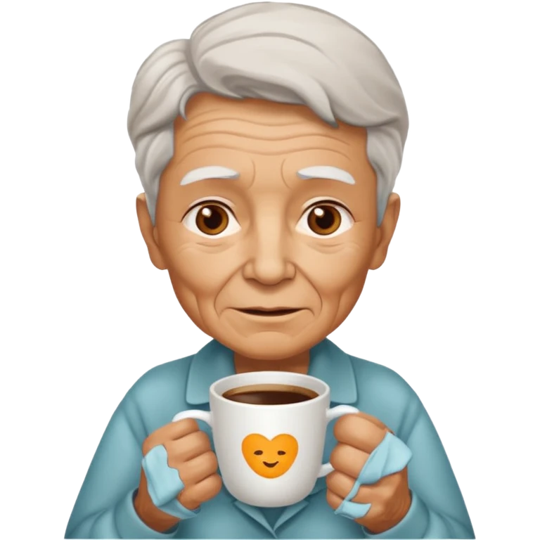 elderly with coffee emoji