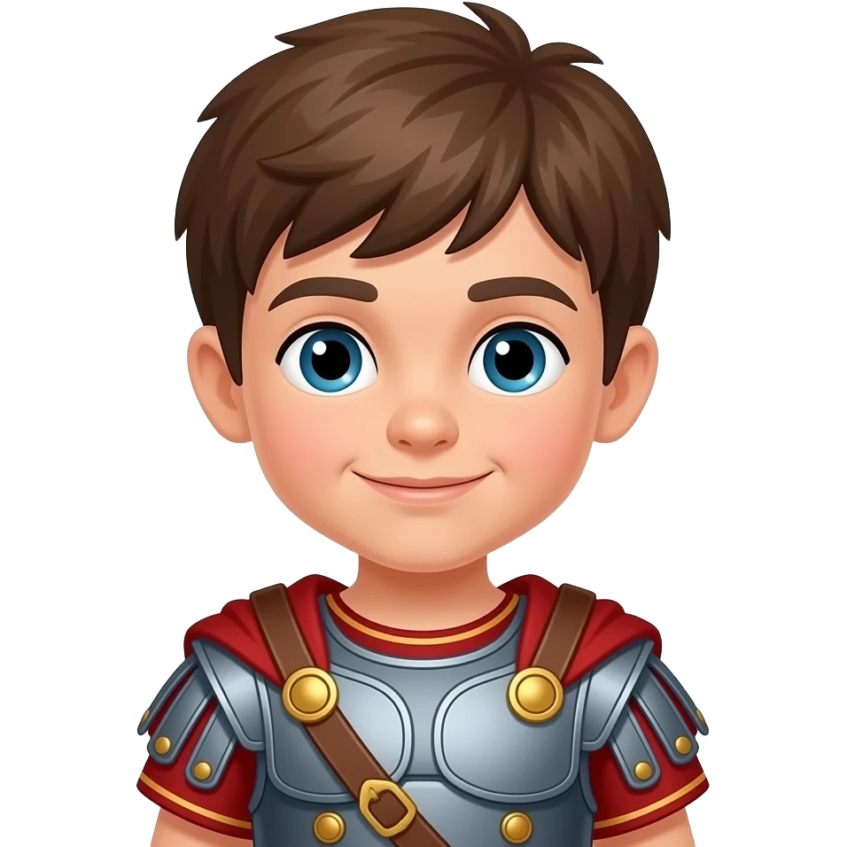 kid with brown hair and in roman outfit emoji