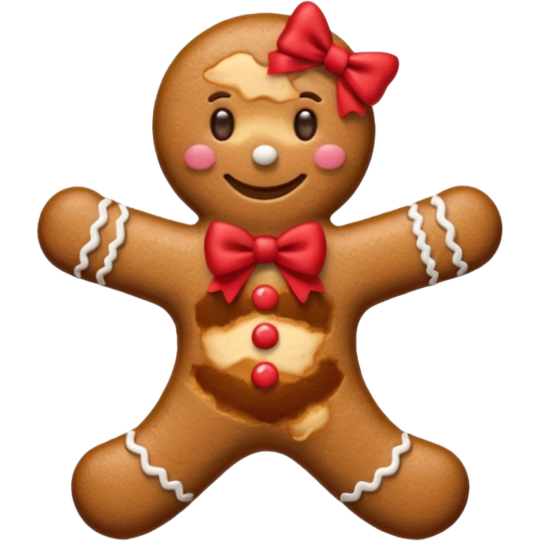 Gingerbread man with a red bow emoji