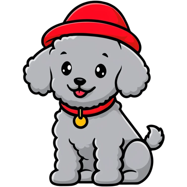poodle wearing a red hat emoji