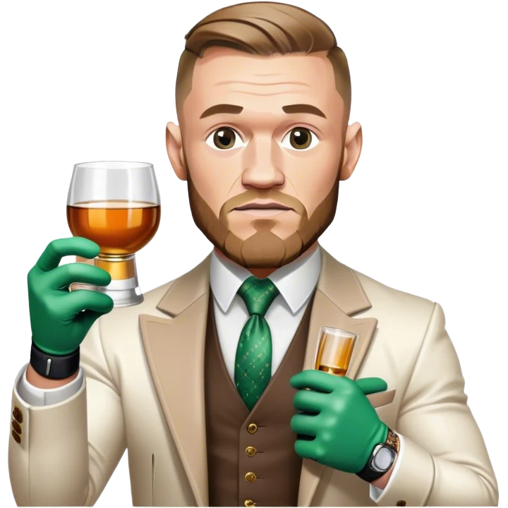 Conor mcreggor in ufo gloves with whiskey emoji