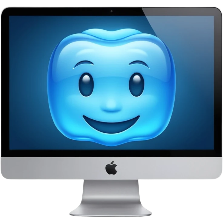 smiling blue Mac computer screen emoji