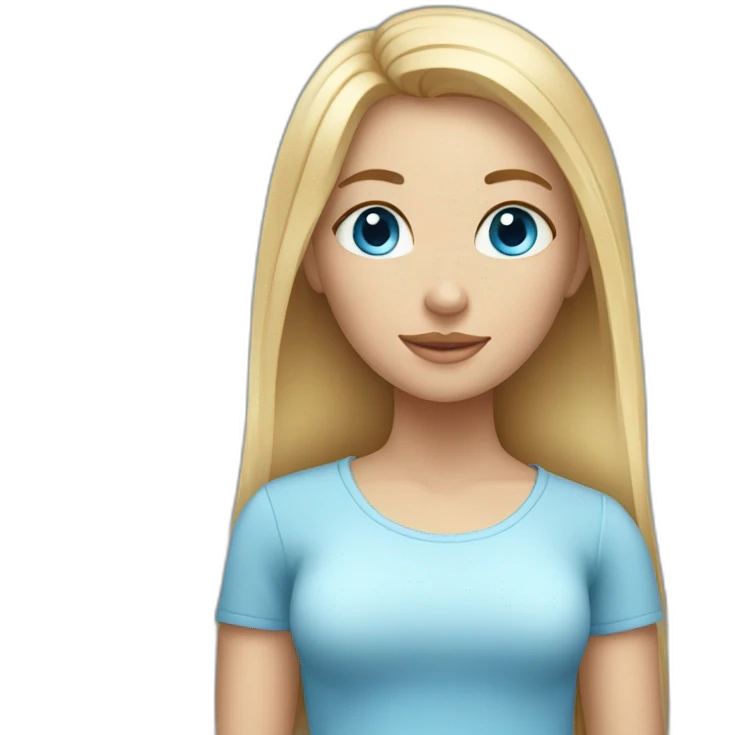 Cute woman with straight blonde hair and blue eyes emoji