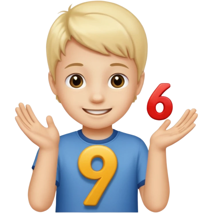 A Lil kid holding 6 7 emoji