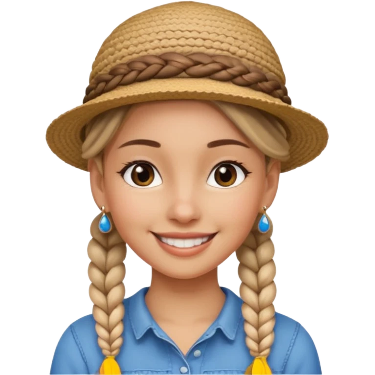 hat wearing earrings braided girl emoji