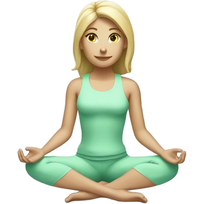 Blond yoga girl sit mint green clothes  emoji