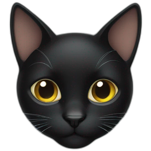 black cat with round ears emoji