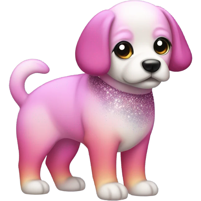 Pink ombre full body dog with glitter emoji