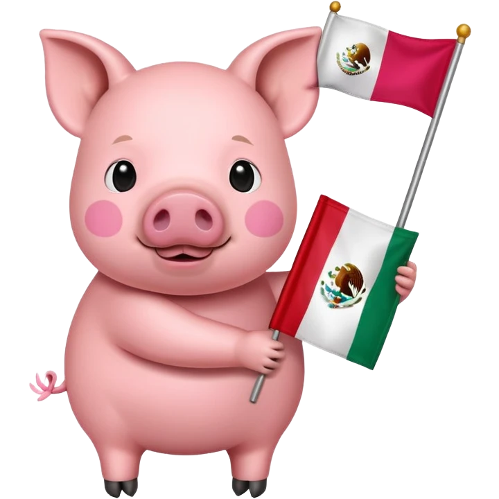 A pig holding a Mexican flag  emoji