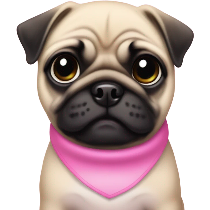 Baby pug with big pink
 eyes and pink collar
 emoji