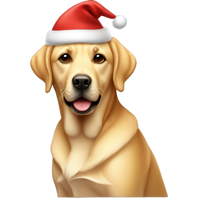 A golden Labrador with a Santa hat  emoji