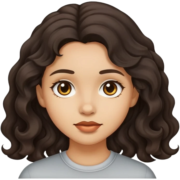 light skinned girl with dark wavy hair emoji