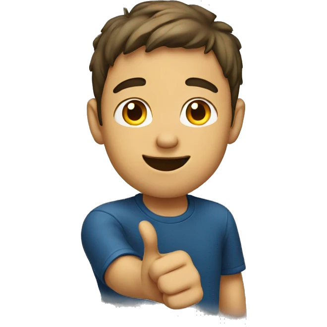 young man pointing at his ear emoji
