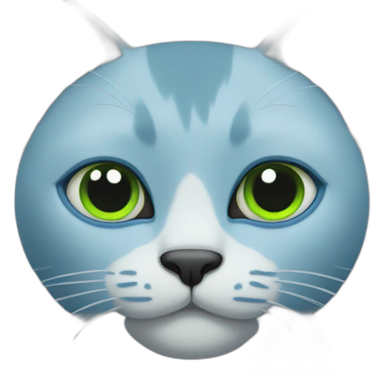 Blue cat with green eyes emoji
