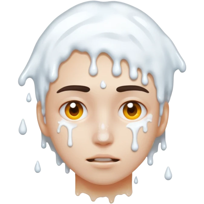 white liquid spilled all over person emoji