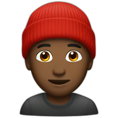 black man in red beanie hat emoji