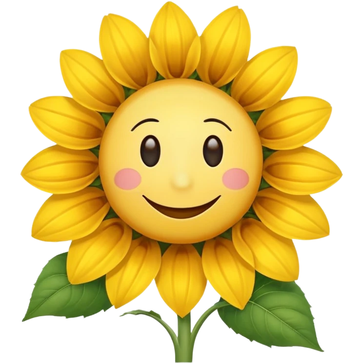 make a sunflower with a white disc in the middle with a smiley face, make it have 6 yellow petals and remove the cheeks nose and eyebrows emoji