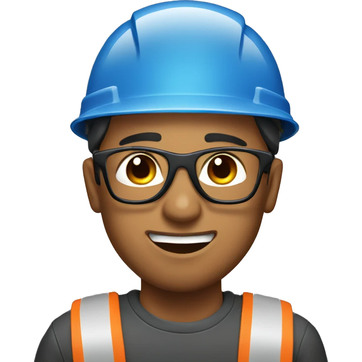 Young man with safety helmet, glases and earplugs emoji