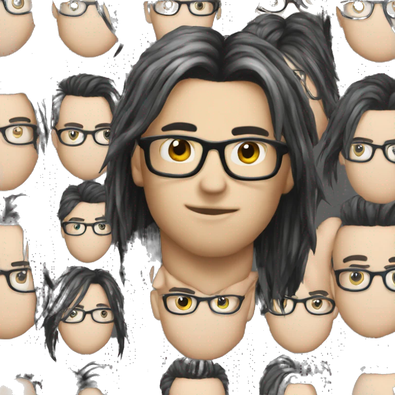 Nerd emoji with 2000s emo hair emoji