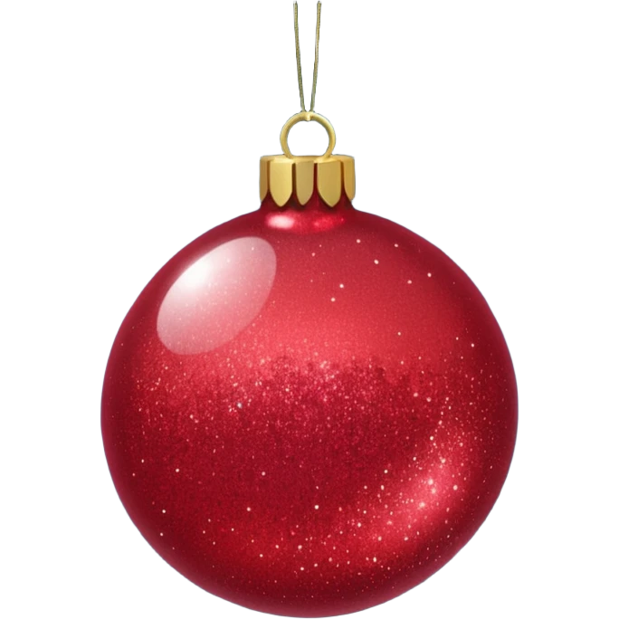 Red glitter ball ornament, matte emoji