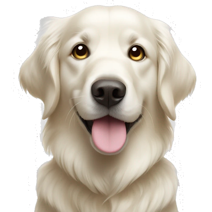 White golden retriever with hearts for eyes emoji