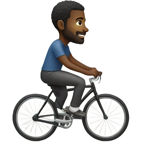 Black man riding bicycle on a foggy day  emoji