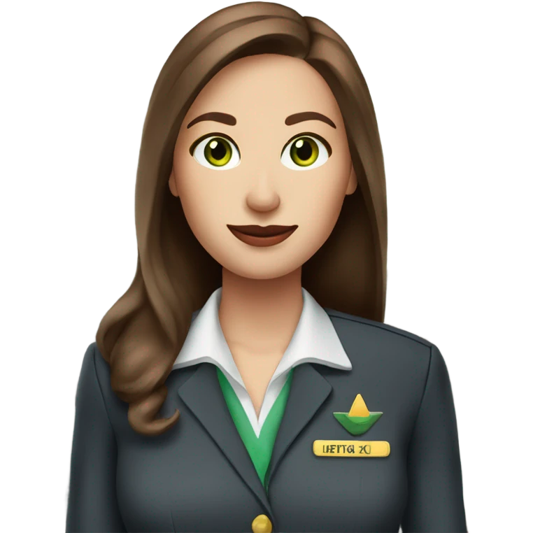 Female flight attendant long brown hair green eyes pencil skirt  emoji