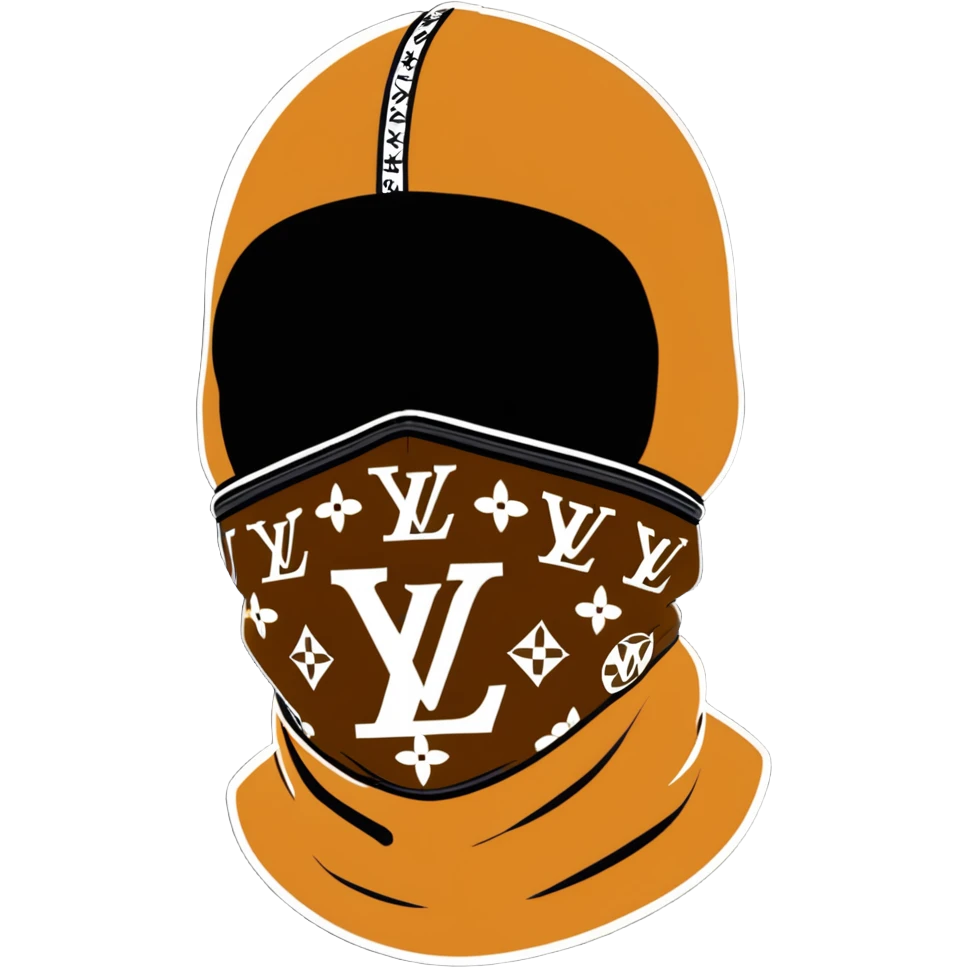 designer Louis Vuitton balaclava ski mask with the iconic brown LV monogram pattern emoji