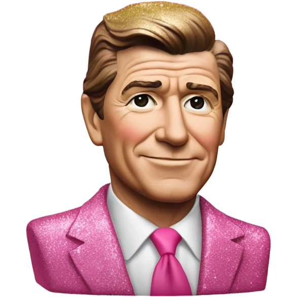 Pink ombre Ronald Regan statue with glitter emoji