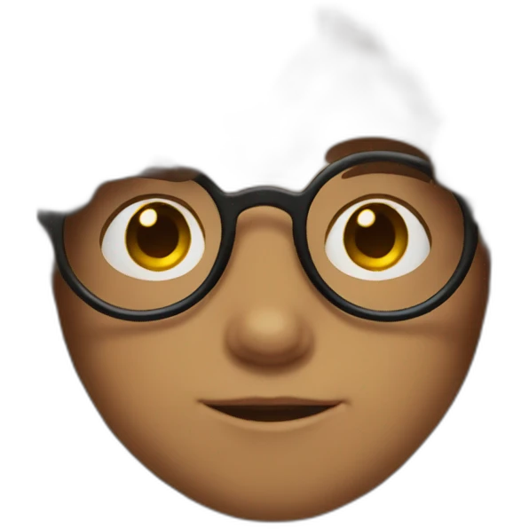 Boy with long brown curly hair and round blue glasses emoji