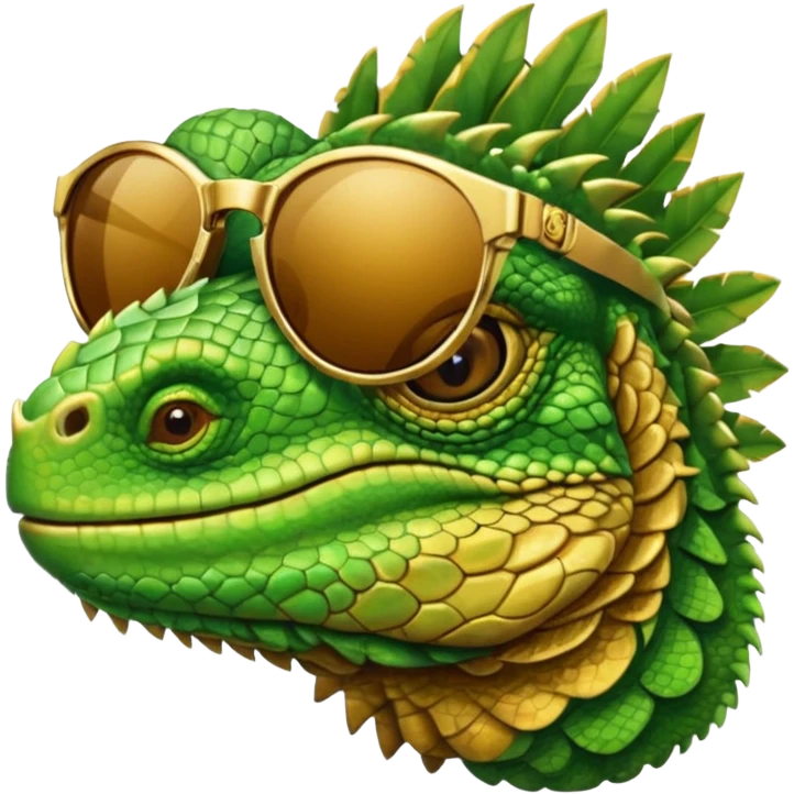 iguana head with golden sunglasses emoji