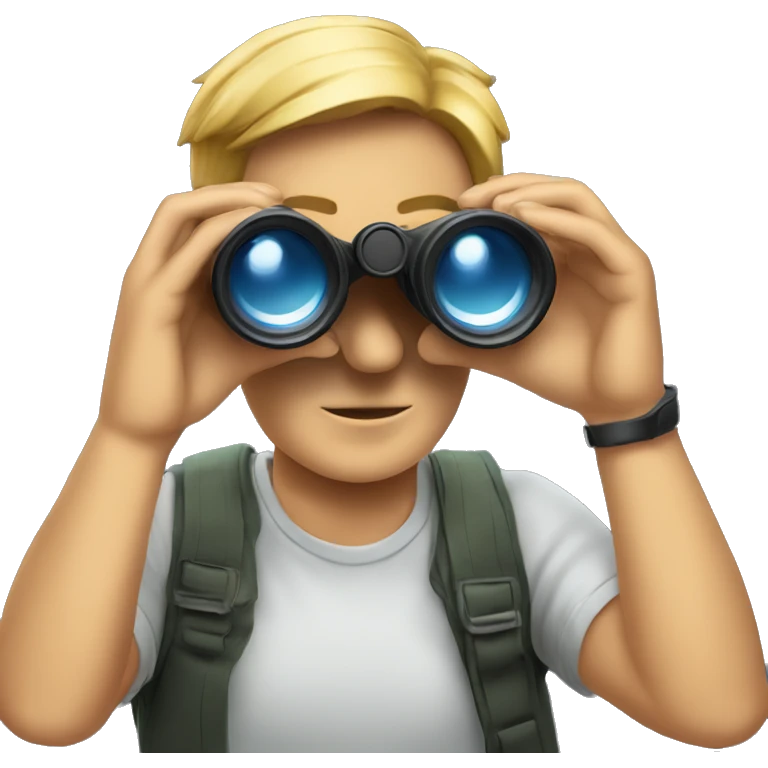 Comic book nerd looking through binoculars emoji