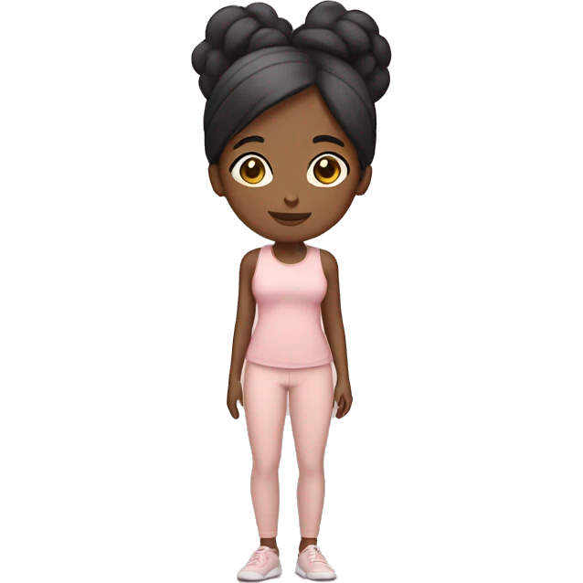 black hair yoga girl with tan skin light pink clothes n emoji